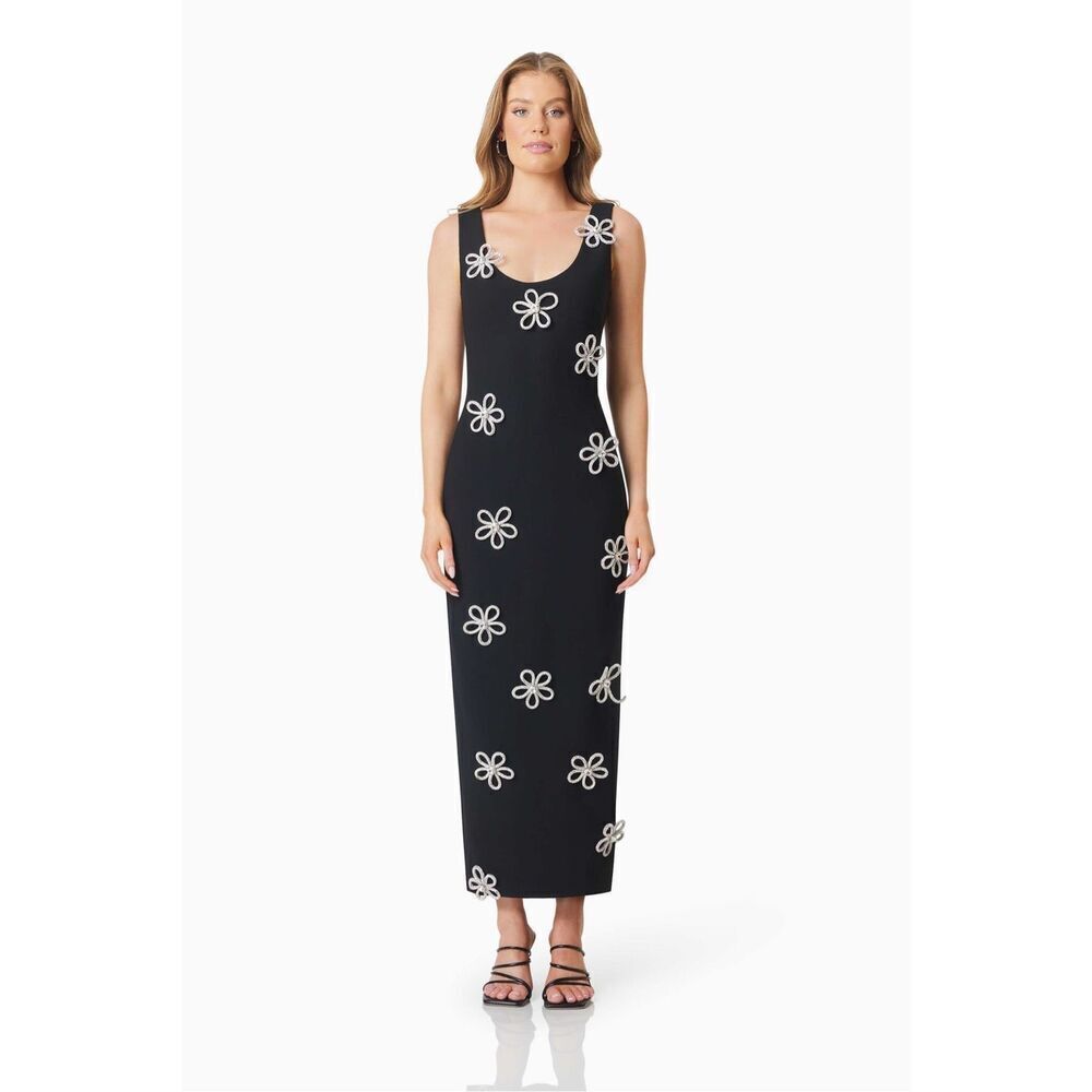 Elliatt Delia Diamante Fitted Bodycon Midi Dress cocktail parties events XXS NWT - Picture 3 of 5